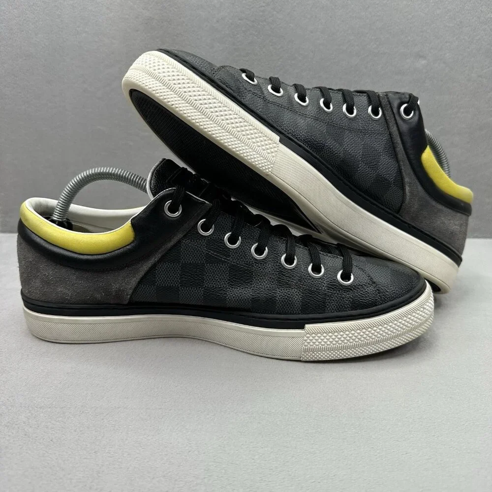 Mens 9.5 (UK 8.5) Louis Vuitton Twister Trainer Gray Damier Suede Canvas Leather